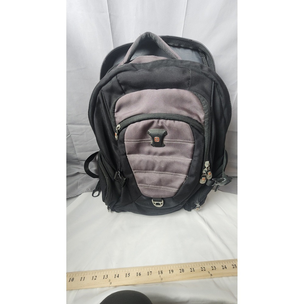 SwissGear Airflow Laptop Backpack Black Grey Multi Pocket Tech Travel Bag